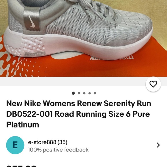 Nike Women's Renew Serenity Run , Silver and White Sneakers #DB0522-001 - Picture 6 of 7